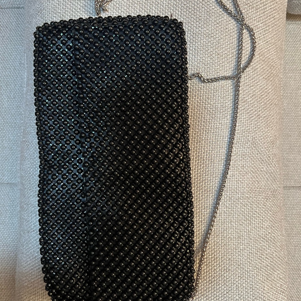 Elegant Black Beaded Women's Bag